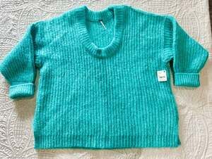 Free People NWT Blue Bell Electric Teal Sweater Oversized Large